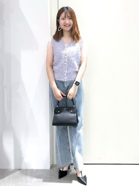 「アイテム（ベスト、パープル系）」を使った、sayaさん（レディース・165cm）の夏コーディネート