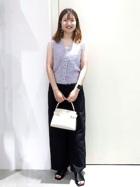 「アイテム（ベスト、パープル系）」を使った、sayaさん（レディース・165cm）の夏コーディネート