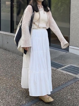 「白スカート」｜「アイテム（その他）」を使った、tomokaさん（レディース・157cm）の夏コーディネート
