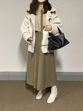 「Heather（ヘザー）のアイテム（その他アウター）」を使った、tomokaさん（レディース・157cm）の冬コーディネート