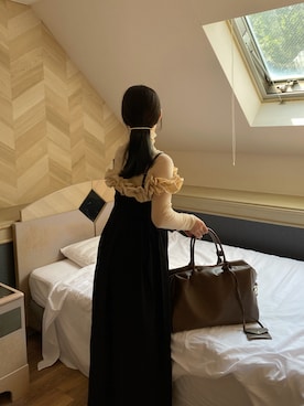 「アイテム（バレッタ/ヘアクリップ）」を使った、tomokaさん（レディース・157cm）の冬コーディネート