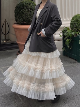 「アイテム（テーラードジャケット）」を使った、tomokaさん（レディース・157cm）の夏コーディネート