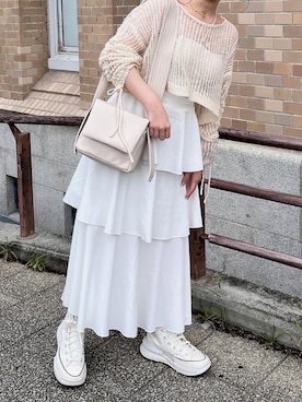 「透かし編みニット」｜「アイテム（その他）」を使った、tomokaさん（レディース・157cm）の秋コーディネート