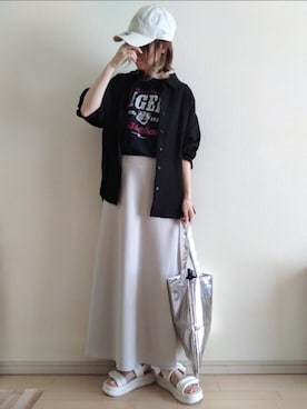 「アイテム（帽子）」を使った、kazaneさん（レディース・166cm）の夏コーディネート