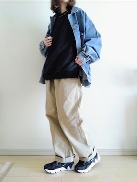 「アイテム（デニムジャケット）」を使った、kazaneさん（レディース・166cm）の秋コーディネート