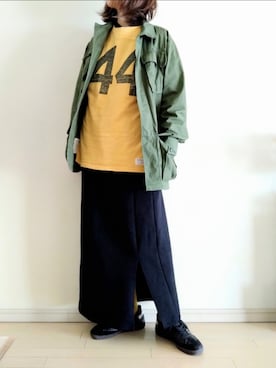 「アイテム（ミリタリージャケット）」を使った、kazaneさん（レディース・166cm）の秋コーディネート