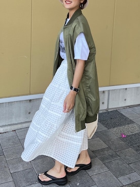 「ごきげんウィーク」｜「アイテム（MA-1）」を使った、MIHOさん（レディース・158cm）の春コーディネート