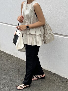 「ティアードブラウス」｜MIHOさん（レディース・158cm）の夏コーディネート