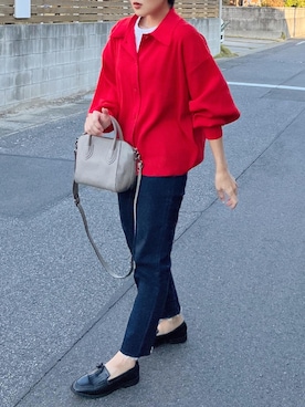 「BONLECILL（ボンルシール）のタッセルチャーム付きローファー（ローファー）」を使った、MIHOさん（レディース・158cm）の秋コーディネート