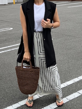 「HANES（ヘインズ）の【WEB限定】Hanes(ヘインズ) 2PスリーブレスTシャツ（Tシャツ/カットソー）」を使った、MIHOさん（レディース・158cm）の夏コーディネート