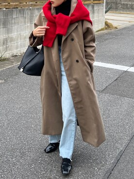 「JUNOAH（ジュノア）のアイテム（その他アウター）」を使った、MIHOさん（レディース・158cm）の冬コーディネート
