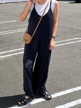 「HANES（ヘインズ）の【WEB限定】Hanes(ヘインズ) 2PスリーブレスTシャツ（Tシャツ/カットソー）」を使った、MIHOさん（レディース・158cm）の夏コーディネート