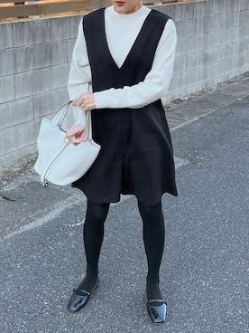 「KOBE LETTUCE（コウベレタス）のアイテム（オールインワン・サロペット）」を使った、MIHOさん（レディース・158cm）の冬コーディネート