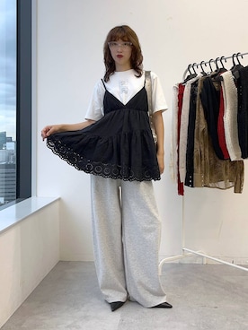 「アイテム（スウェットパンツ）」を使った、よここさん（レディース・168cm・30代）の夏コーディネート