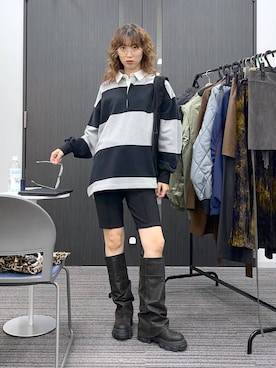 「JEANASIS（ジーナシス）のルーズFITロングブーツ/581263（ブーツ）」を使った、よここさん（レディース・168cm）の冬コーディネート