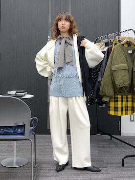 「LOWRYS FARM（ローリーズファーム）のビックボウタイチェックシャツ  573050（シャツ/ブラウス）」を使った、よここさん（レディース・168cm）の冬コーディネート