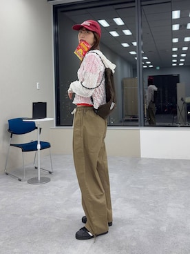 「JEANASIS（ジーナシス）のバイアスパッチワークレースフーディ/660218（パーカー）」を使った、よここさん（レディース・168cm）の春コーディネート