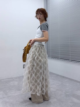 「JEANASIS（ジーナシス）のアイテム（Tシャツ/カットソー）」を使った、よここさん（レディース・168cm）の春コーディネート