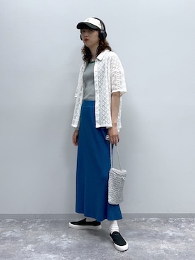 「カラー×コーデ」｜「アイテム（キャップ）」を使った、よここさん（レディース・168cm）の春コーディネート