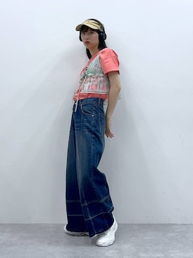 「RAGEBLUE（レイジブルー）のアイテム（キャミソール）」を使った、よここさん（レディース・168cm）の夏コーディネート