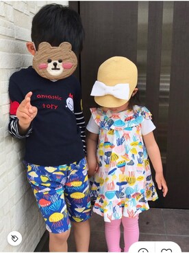 「Moujonjon（ムージョンジョン）のアイテム（ワンピース/ドレス）」を使った、gemeiriaさん（キッズ・110cm）の春コーディネート
