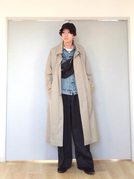 「GUコーデ」｜「アイテム（ステンカラーコート）」を使った、 yujiさん（メンズ・176cm）の春コーディネート