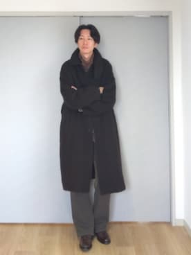 「markaware（マーカウェア）のアイテム（ステンカラーコート）」を使った、 yujiさん（メンズ・176cm）の冬コーディネート