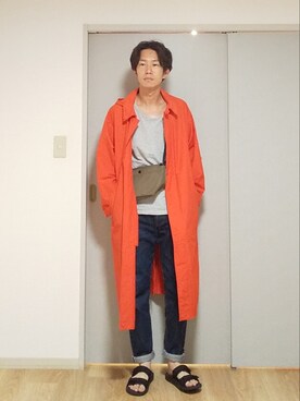 「FUDGEBOYのトラッドスタイル」｜「アイテム（ステンカラーコート）」を使った、 yujiさん（メンズ・176cm）の春コーディネート