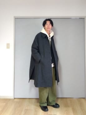 「THE RERACS（ザ・リラクス）のアイテム（ステンカラーコート）」を使った、 yujiさん（メンズ・176cm）の冬コーディネート