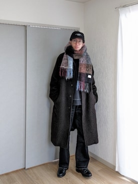 「markaware（マーカウェア）のアイテム（ステンカラーコート）」を使った、 yujiさん（メンズ・176cm）の冬コーディネート