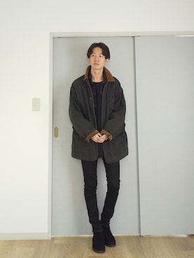 「ハンティングジャケット」｜「アイテム（ミリタリージャケット）」を使った、 yujiさん（メンズ・176cm）の冬コーディネート