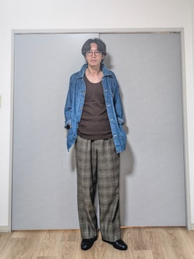 「古着のアイテム（スリッポン、ブラック系）」を使った、 yujiさん（メンズ・176cm）の春コーディネート