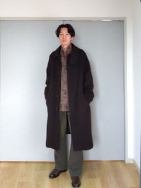 「markaware（マーカウェア）のアイテム（ステンカラーコート）」を使った、 yujiさん（メンズ・176cm）の冬コーディネート