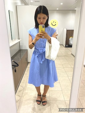 「COMME CA ISM（コムサイズム）のアイテム（ノーカラージャケット）」を使った、masami2356さん（レディース・170cm）の夏コーディネート