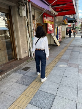 「UNIQLO（ユニクロ）のクルーネックＴ（長袖）（Tシャツ/カットソー）」を使った、かーささん（レディース・160cm）の秋コーディネート