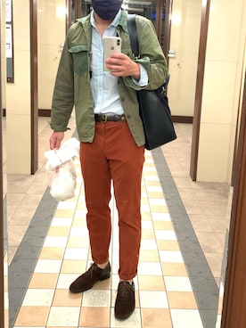 「Daniel & Bob（ダニエル&ボブ）のアイテム（トートバッグ）」を使った、W.TJTさん（メンズ・172cm）の春コーディネート