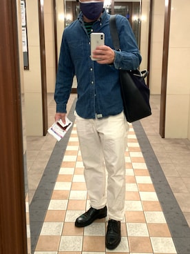 「Daniel & Bob（ダニエル&ボブ）のアイテム（トートバッグ）」を使った、W.TJTさん（メンズ・172cm）の春コーディネート