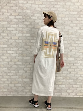 「PENDLETON（ペンドルトン）のアイテム（ワンピース/ドレス）」を使った、大釜ケリーさん（レディース・165cm）の夏コーディネート
