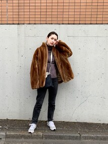 6(ROKU) ロク エコファーコート ベルト ブラウン 36 6 (ROKU) - 【BEIGE】<6(ROKU) >フェイクファー コートの通販 by