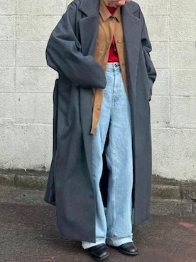 「アイテム（その他アウター、グレー系）」を使った、AKTEさん（レディース・155cm）の秋コーディネート