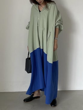 「AKTE」｜「アイテム（シャツワンピース）」を使った、AKTEさん（レディース・166cm）の春コーディネート