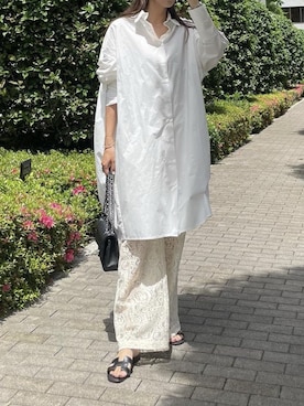 「AKTE」｜「アイテム（シャツワンピース）」を使った、AKTEさん（レディース・166cm）の夏コーディネート
