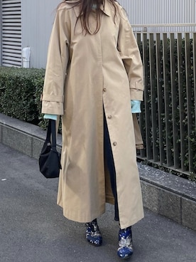 「AKTE」｜「アイテム（ステンカラーコート）」を使った、AKTEさん（レディース・166cm）の冬コーディネート