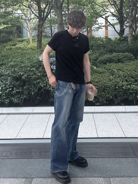 「Dr. Martens（ドクターマーチン）のアイテム」を使った、りょうがさん（骨格ストレート・メンズ・182cm）の夏コーディネート