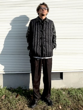 「アイテム（ライダースジャケット）」を使った、zunさん（メンズ・180cm・40代）の冬コーディネート