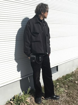 「アイテム（ノーカラーコート）」を使った、zunさん（メンズ・180cm）の冬コーディネート