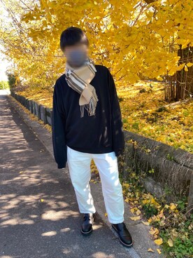 「イチョウ並木」｜「アイテム（スウェット）」を使った、shinKさん（メンズ・169cm）の秋コーディネート