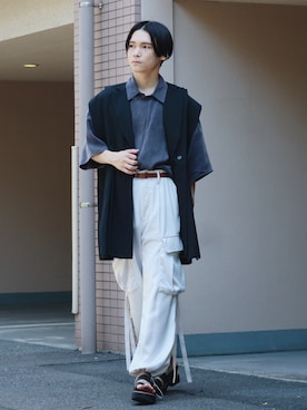 「RYO TAKASHIMA（リョウタカシマ）のアイテム（トップス）」を使った、Tsubasaさん（メンズ・171cm）の夏コーディネート