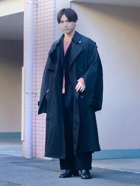 「stein（シュタイン）のアイテム（トレンチコート）」を使った、Tsubasaさん（メンズ・171cm）の冬コーディネート