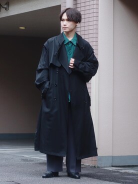 「stein（シュタイン）のアイテム（トレンチコート）」を使った、Tsubasaさん（メンズ・171cm）の秋コーディネート